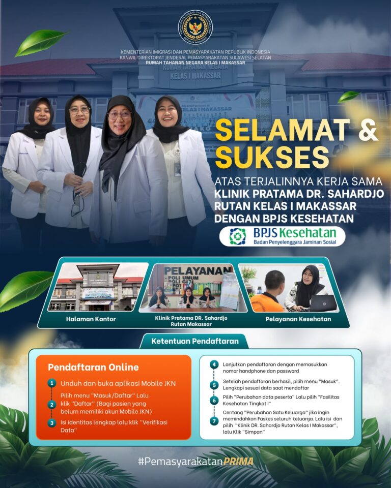 Klinik Pratama dr Sahardjo Rutan Makassar Resmi Layani Peserta BPJS Kesehatan Mulai Juni 2026