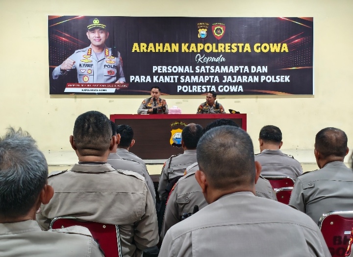 Kapolresta Gowa Motivasi Personel Samapta: Hadir, Layani dan Lindungi Masyarakat