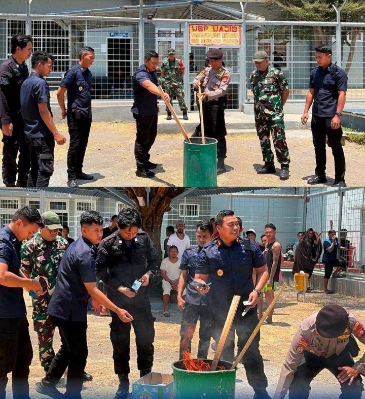 Rutan Jeneponto Gelar Razia Gabungan TNI-Polri, Tes Urine, dan Pemusnahan Barang Bukti