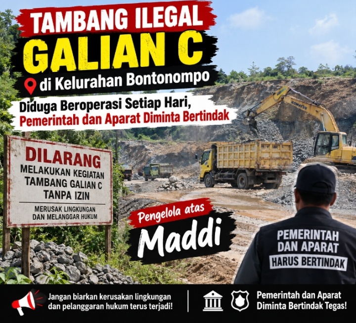 Tambang Pasir Kelolaan Maddi di Kelurahan Bontonompo Diduga Ilegal, Masyarakat Desak APH Bertindak