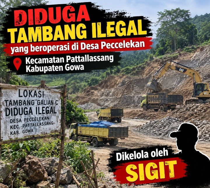 Merusak Lingkungan, Tambang Diduga Ilegal Beroperasi di Desa Paccelekan Kecamatan Pattallassang, APH Didesak Tangkap Pengelola Tambang