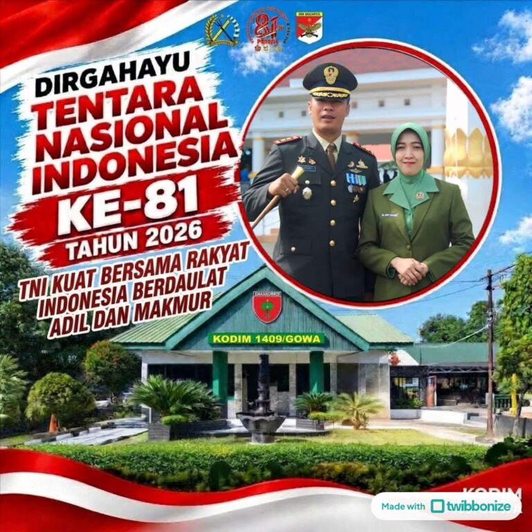 Hut Ke-81 TNI, Kodim 1409/Gowa Gelar Upacara Khidmat — Dandim Tekankan Sinergi dan Profesionalisme