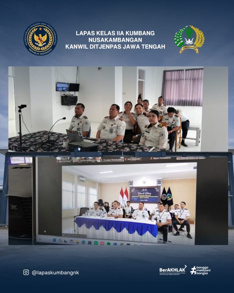 IKUTI PENGARAHAN KAKANWIL JATENG, JAJARAN KPLP LAPAS KUMBANG PERKUAT SISTEM KEAMANAN DAN KEWASPADAAN